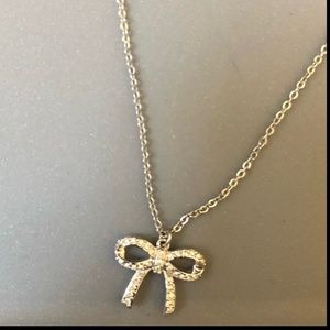 Swarovski crystal bow ribbon pendant necklace